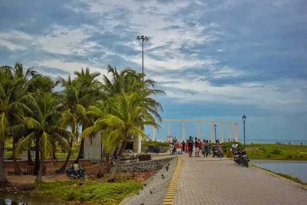 Entrance of eden beach pondicherry
