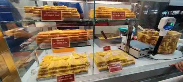 Mysore pak on display at the store