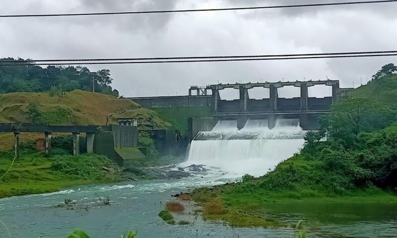 Water releasing from the Banasura Dam